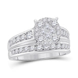 14kt White Gold Womens Princess Diamond Bridal Wedding Engagement Ring Band Set 1.00 Cttw