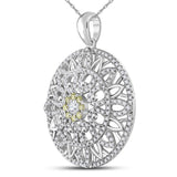 14kt White Gold Womens Round Diamond Mandala Circle Pendant 1.00 Cttw