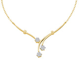 14kt Yellow Gold Womens Round Diamond Flower Cluster Cocktail Necklace 1/4 Cttw