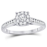 14kt White Gold Womens Round Diamond Solitaire Bridal Wedding Engagement Ring 1/2 Cttw