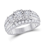 14kt White Gold Womens Round Diamond Bridal Wedding Engagement Ring Band Set 2.00 Cttw (Certified)