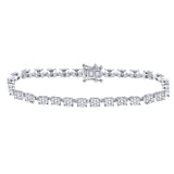 14kt White Gold Womens Round Diamond Cluster Tennis Bracelet 3.00 Cttw