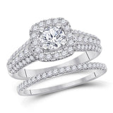 14kt White Gold Womens Round Diamond Bridal Wedding Engagement Ring Band Set 1-1/2 Cttw (Certified)