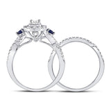 14kt White Gold Womens Emerald Diamond Bridal Wedding Engagement Ring Band Set 1.00 Cttw (Certified)