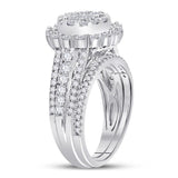 14kt White Gold Womens Princess Diamond Bridal Wedding Engagement Ring Band Set 1-1/2 Cttw