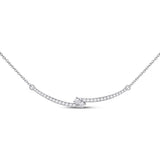 14kt White Gold Womens Round Diamond Bar 2-stone Necklace 1.00 Cttw (Certified)