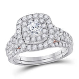 14kt Two-tone Gold Womens Round Diamond Bridal Wedding Engagement Ring Band Set 1-1/2 Cttw (Certified)