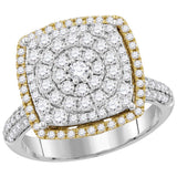 14kt Two-tone Gold Womens Round Diamond Right Hand Cocktail Ring 1-3/8 Cttw