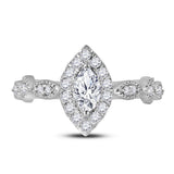 14kt Two-tone Gold Womens Marquise Diamond Solitaire Bridal Wedding Engagement Ring 3/4 Cttw (Certified)