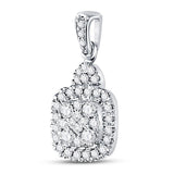 14kt White Gold Womens Round Diamond Fashion Dangle Earrings 1/2 Cttw