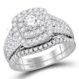 14kt White Gold Womens Round Diamond Bridal Wedding Engagement Ring Band Set 2.00 Cttw (Certified)