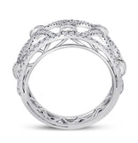 14kt White Gold Womens Round Diamond Modern Fashion Band Ring 1.00 Cttw