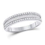 14kt White Gold Womens Round Diamond Anniversary Band Ring 1/2 Cttw