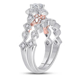 14kt Two-tone Gold Womens Round Diamond Bridal Wedding Engagement Ring Band Set 5/8 Cttw (Certified)