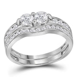 14kt White Gold Womens Round Diamond Bridal Wedding Engagement Ring Band Set 1.00 Cttw (Certified)