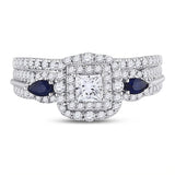 14kt White Gold Womens Princess Diamond Bridal Wedding Engagement Ring Band Set 1.00 Cttw (Certified)