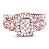 14kt Rose Gold Womens Round Diamond Vintage-inspired Bridal Wedding Engagement Ring Band Set 1.00 Cttw