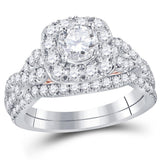 14kt Two-tone Gold Womens Round Diamond Bridal Wedding Engagement Ring Band Set 1-3/4 Cttw (Certified)