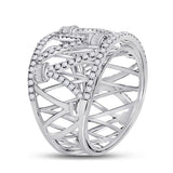 14kt White Gold Womens Round Diamond Modern Fashion Band Ring 1.00 Cttw