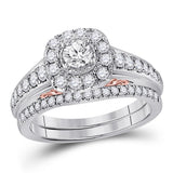 14kt Two-tone Gold Womens Round Diamond Bridal Wedding Engagement Ring Band Set 1.00 Cttw (Certified)