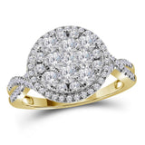 14kt Yellow Gold Womens Round Diamond Right Hand Cluster Ring 1.00 Cttw