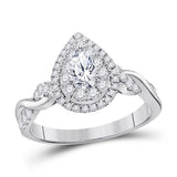 14kt White Gold Womens Pear Diamond Solitaire Bridal Wedding Engagement Ring 1.00 Cttw (Certified)