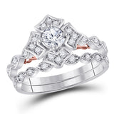 14kt Two-tone Gold Womens Round Diamond Bridal Wedding Engagement Ring Band Set 3/4 Cttw (Certified)