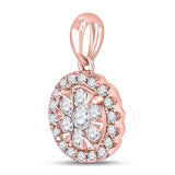 14kt Rose Gold Womens Round Diamond Flower Halo Cluster Pendant 3/4 Cttw
