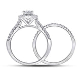 14kt White Gold Womens Round Diamond Bridal Wedding Engagement Ring Band Set 1-1/2 Cttw (Certified)