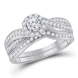 14kt White Gold Womens Round Diamond Bridal Wedding Engagement Ring Band Set 5/8 Cttw (Certified)