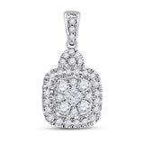 14kt White Gold Womens Round Diamond Fashion Dangle Earrings 1/2 Cttw