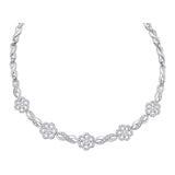 14kt White Gold Womens Round Diamond Infinity Flower Cluster Necklace 2.00 Cttw