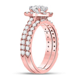 14kt Rose Gold Womens Oval Diamond Bridal Wedding Engagement Ring Band Set 1-7/8 Cttw (Certified)
