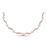14kt White Gold Womens Round Diamond Cocktail Cluster Necklace 2-1/2 Cttw