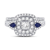 14kt White Gold Womens Princess Diamond Bridal Wedding Engagement Ring Band Set 1.00 Cttw (Certified)
