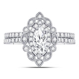 14kt White Gold Womens Marquise Diamond Bridal Wedding Engagement Ring Band Set 1-1/4 Cttw (Certified)