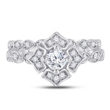14kt Two-tone Gold Womens Round Diamond Bridal Wedding Engagement Ring Band Set 3/4 Cttw (Certified)
