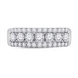14kt White Gold Womens Round Diamond Classic Anniversary Band Ring 1.00 Cttw
