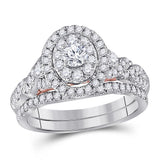 14kt Two-tone Gold Womens Round Diamond Bridal Wedding Engagement Ring Band Set 1.00 Cttw (Certified)