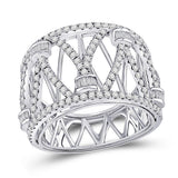 14kt White Gold Womens Round Diamond Modern Fashion Band Ring 1.00 Cttw