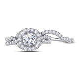 14kt White Gold Womens Round Diamond Bridal Wedding Engagement Ring Band Set 2.00 Cttw (Certified)