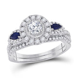 14kt White Gold Womens Round Diamond Bridal Wedding Engagement Ring Band Set 1.00 Ctw (Certified)