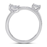 14kt White Gold Womens Round Diamond Double Flower Cluster Ring 3/4 Cttw