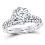 14kt White Gold Womens Round Diamond Bridal Wedding Engagement Ring Band Set 1.00 Cttw (Certified)