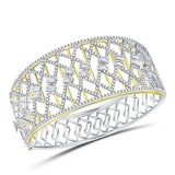14kt Two-tone Gold Womens Round Diamond Cocktail Bangle Bracelet 4-5/8 Cttw