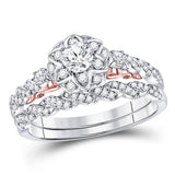 14kt Two-tone Gold Womens Round Diamond Bridal Wedding Engagement Ring Band Set 3/4 Cttw (Certified)