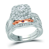14kt Two-tone Gold Womens Round Diamond Bridal Wedding Engagement Ring Band Set 1.00 Cttw (Certified)