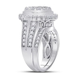 14kt White Gold Womens Princess Diamond Bridal Wedding Engagement Ring Band Set 2.00 Cttw