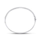14kt White Gold Womens Round Diamond Classic Bangle Bracelet 1.00 Cttw