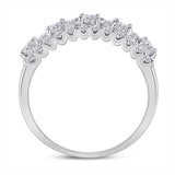 14kt White Gold Womens Round Diamond Right Hand Three-Row Band Ring 1.00 Cttw